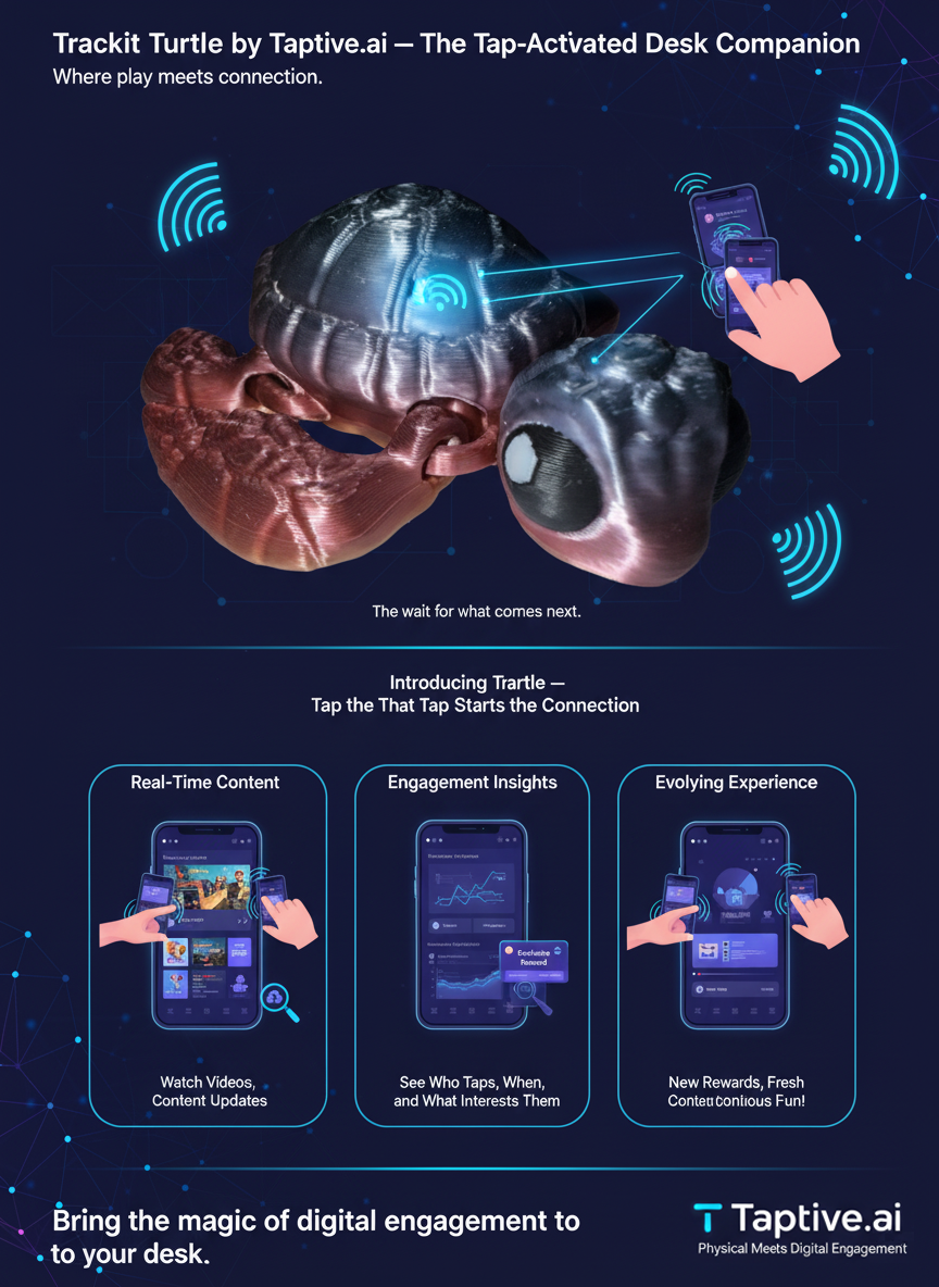 Trackit Turtle — Tap-Activated Desk Companion.